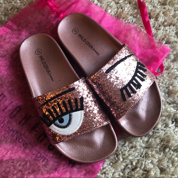 Fashion Nova Shoes - Fashion Nova Eye Rule Slides